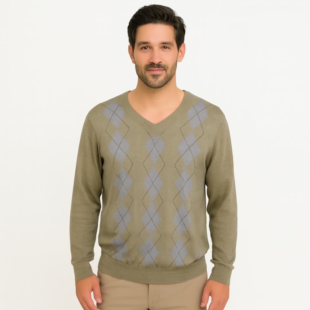 Banana Republic Silk Cotton Cashmere Organic Preppy Office V-Neck Sweater - Mens